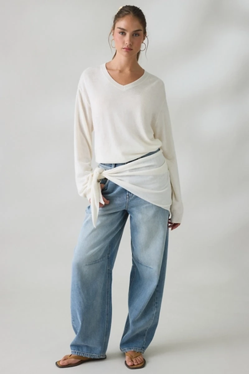 Lioness Olsen Scarf Detail V-Neck Long Sleeve Top
