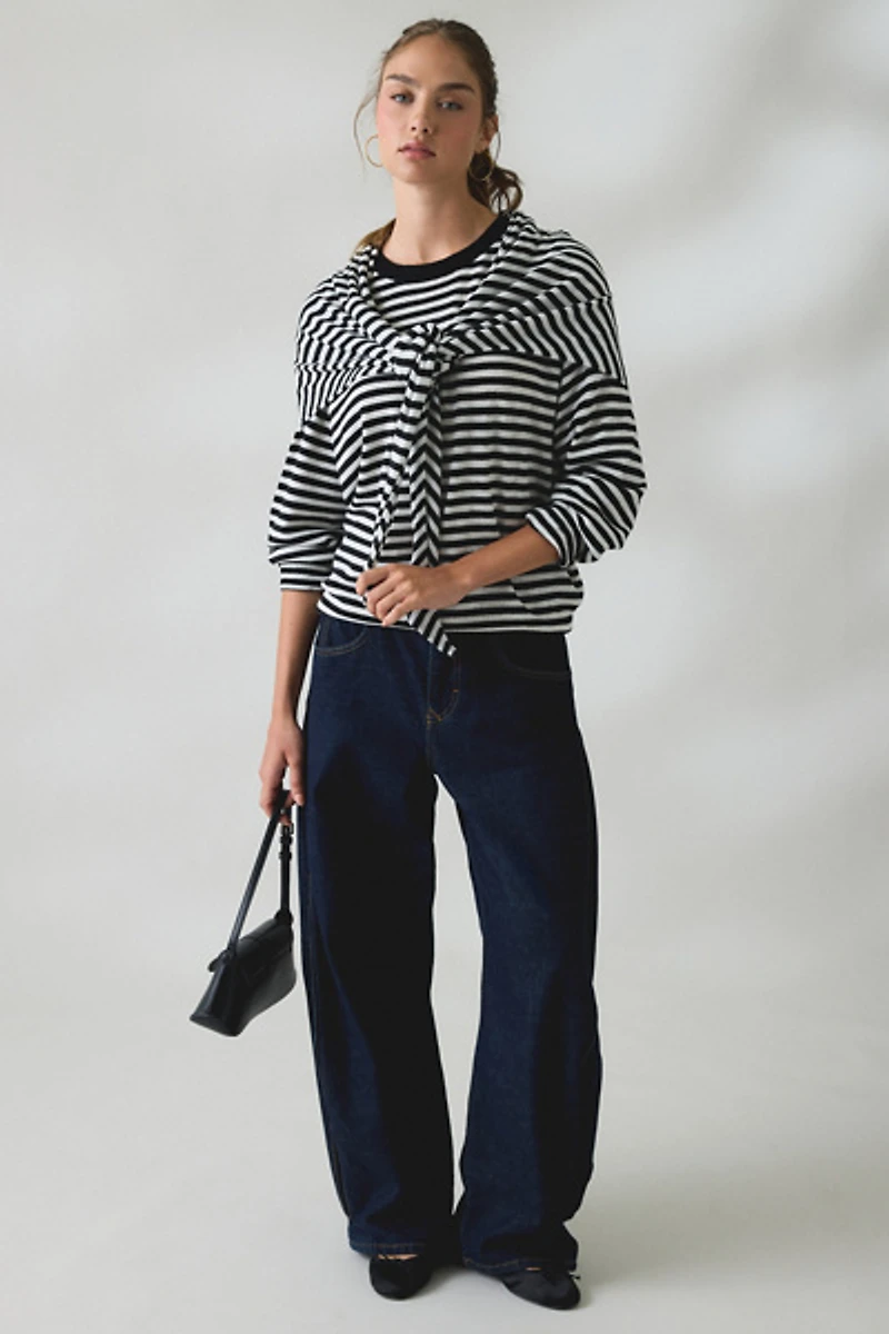 Lioness Olsen Scarf Detail Crew Neck Long Sleeve Top