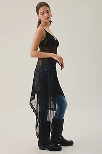 Kiss The Sky Fleur Asymmetric High-Low Sheer Lace Layering Slip