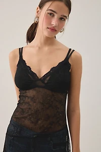 Kiss The Sky Fleur Asymmetric High-Low Sheer Lace Layering Slip