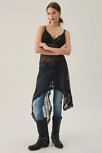 Kiss The Sky Fleur Asymmetric High-Low Sheer Lace Layering Slip