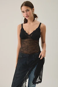 Kiss The Sky Fleur Asymmetric High-Low Sheer Lace Layering Slip
