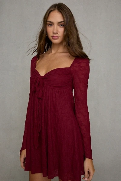Kiss The Sky Juniper Lace Long Sleeve Babydoll Mini Dress