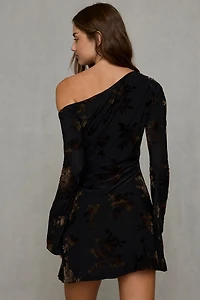 Kiss The Sky Soreia Asymmetric Long Sleeve Off-Shoulder Mini Dress