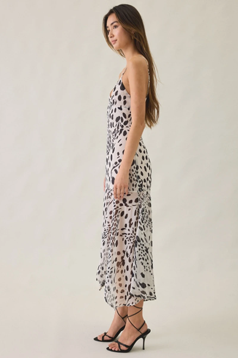 Motel Vakare Dalmation Spot Asymmetric Maxi Dress
