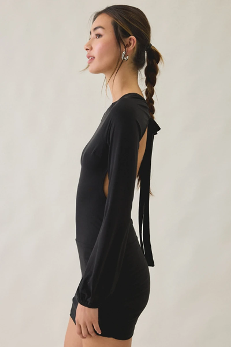 Motel Tomoka Open-Back Long Sleeve Mini Dress