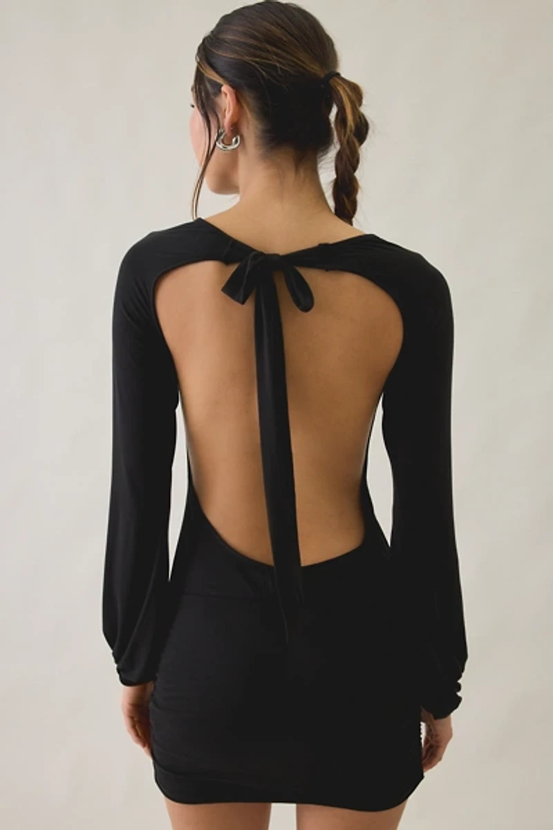 Motel Tomoka Open-Back Long Sleeve Mini Dress