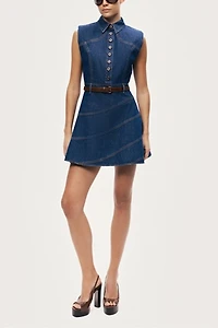 Nocturne Belted Denim Mini Dress