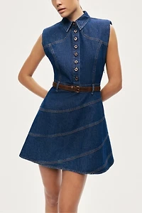 Nocturne Belted Denim Mini Dress