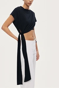 Nocturne Asymmetric Tie-Front Crop Top