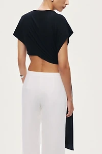 Nocturne Asymmetric Tie-Front Crop Top