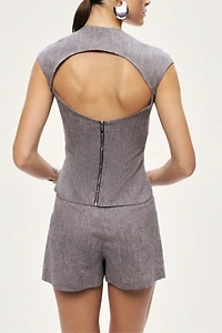 Nocturne Button Detail Linen Blend Skort
