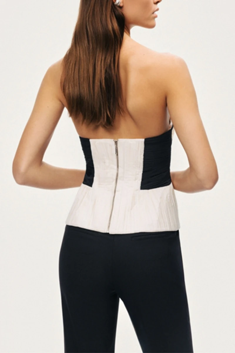 Nocturne Structured Strapless Contrast Bustier Top