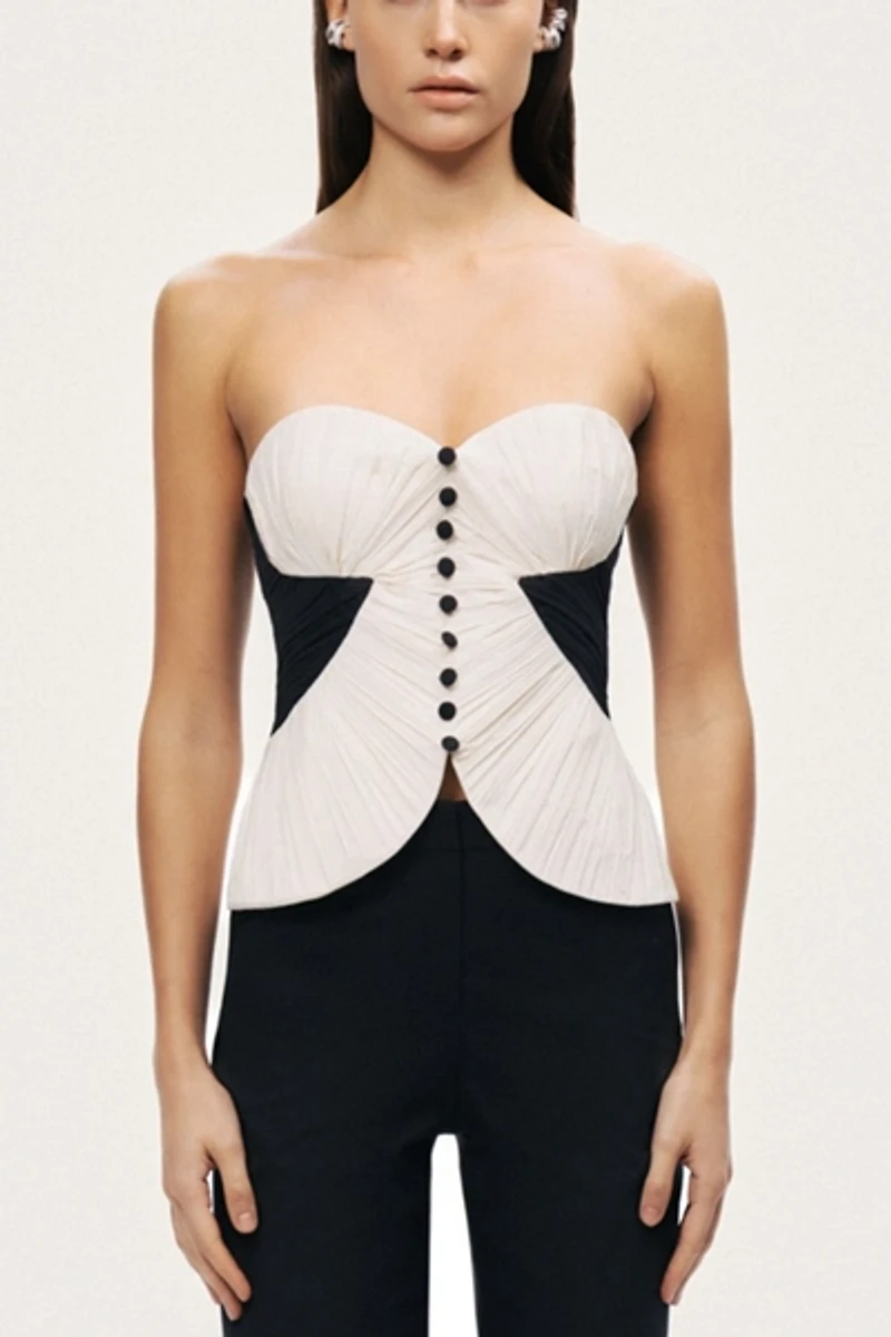 Nocturne Structured Strapless Contrast Bustier Top