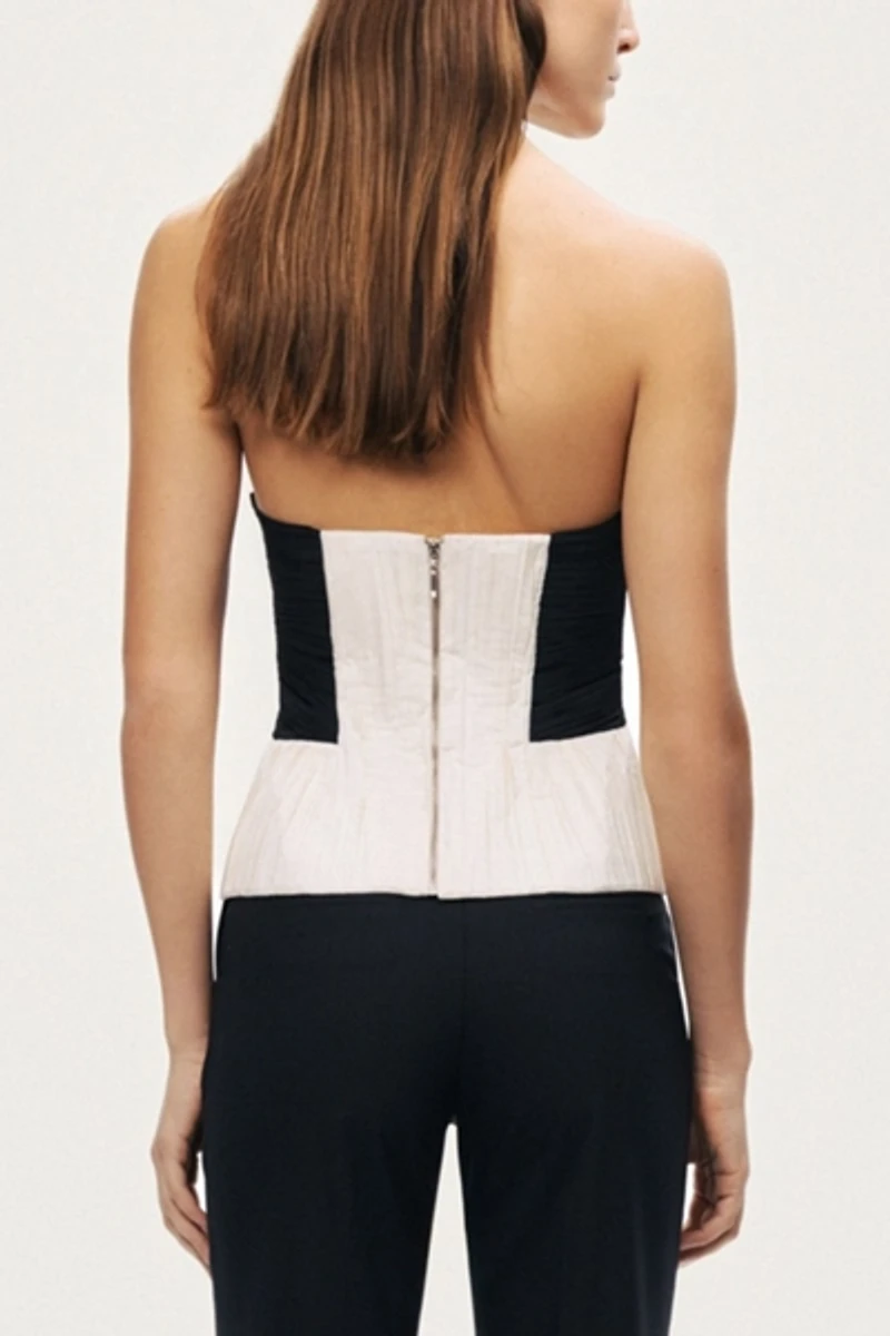 Nocturne Structured Strapless Contrast Bustier Top