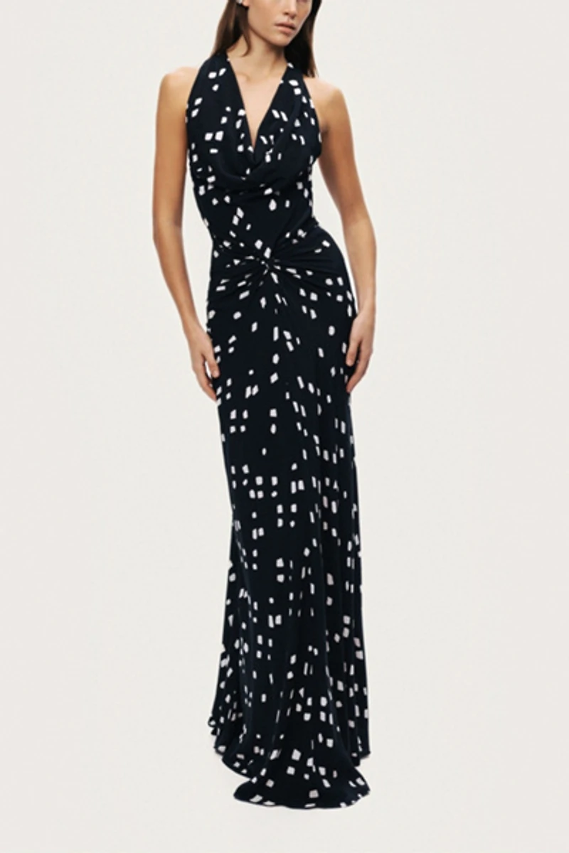 Nocturne Printed Halter Neck Maxi Dress