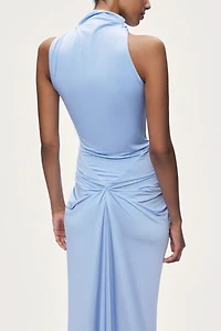 Nocturne Draped Halter Neck Ruched Maxi Dress