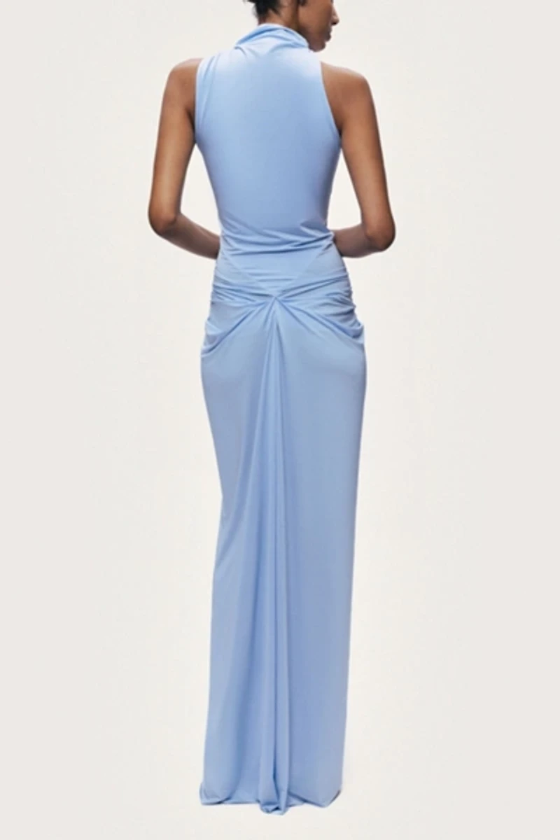 Nocturne Draped Halter Neck Ruched Maxi Dress