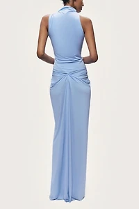 Nocturne Draped Halter Neck Ruched Maxi Dress