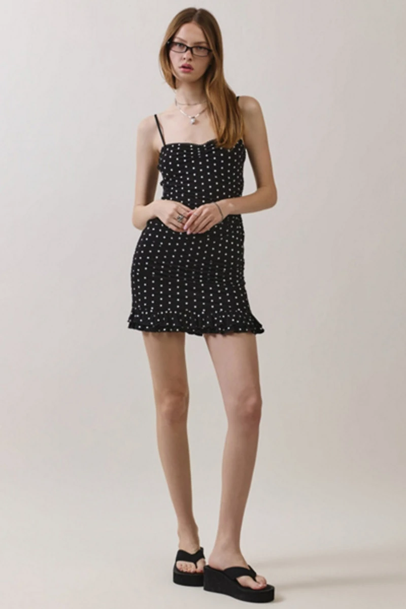Personal Code Polka Dot Print Ruched Mini Dress