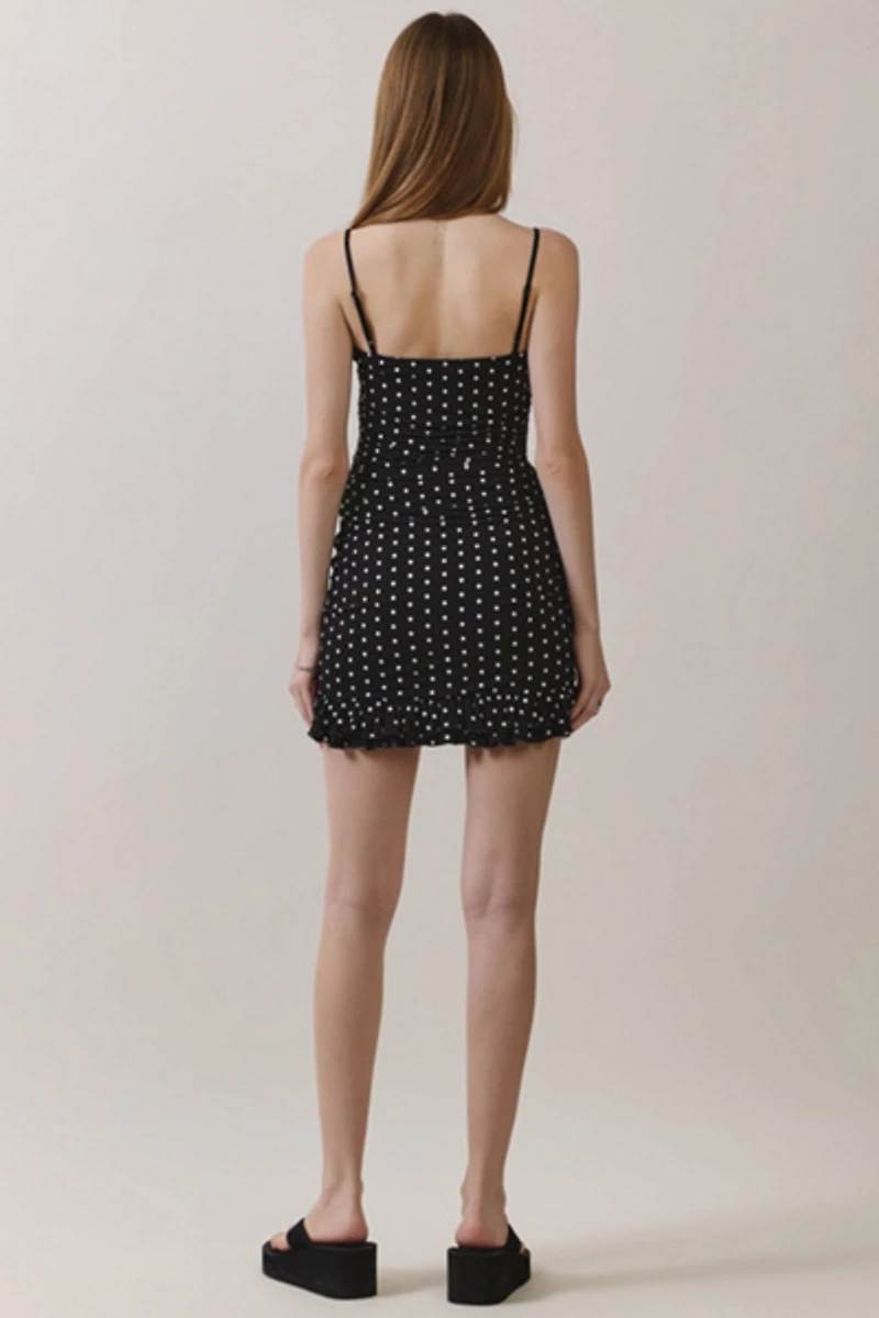 Personal Code Polka Dot Print Ruched Mini Dress