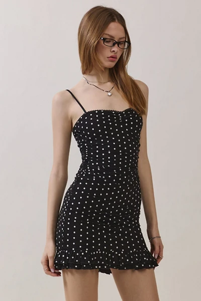 Personal Code Polka Dot Print Ruched Mini Dress