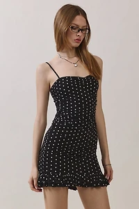 Personal Code Polka Dot Print Ruched Mini Dress