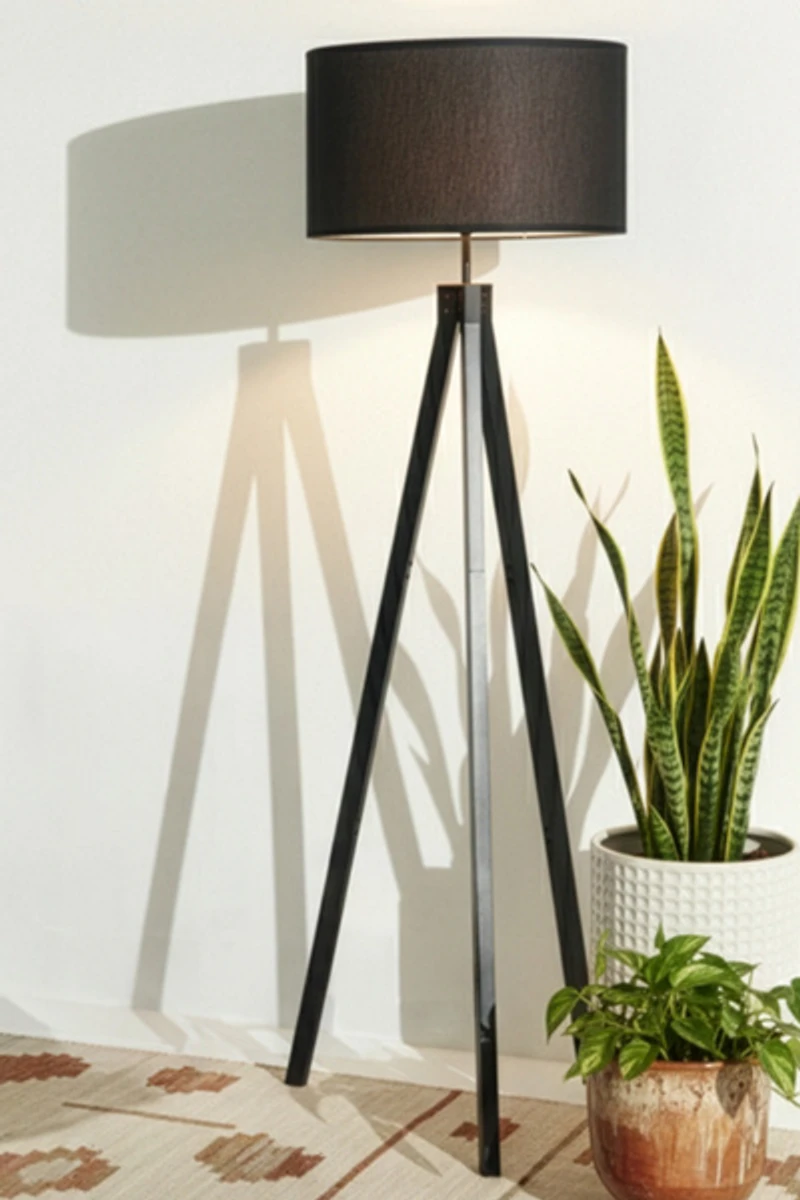 Brightech Eden LED Tripod Wood Floor Lamp