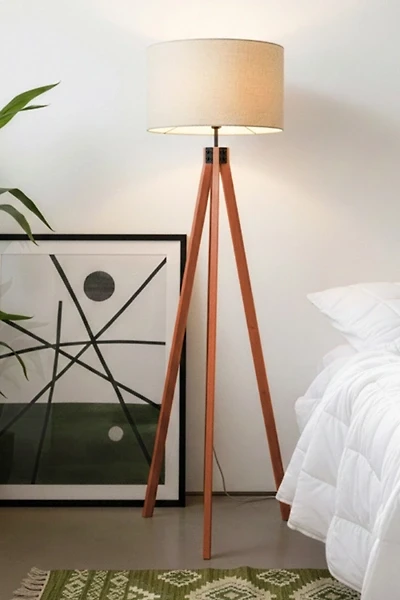 Brightech Eden LED Tripod Wood Floor Lamp