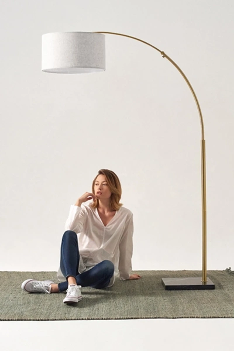 Brightech Logan LED Marble Base Arc Floor Lamp