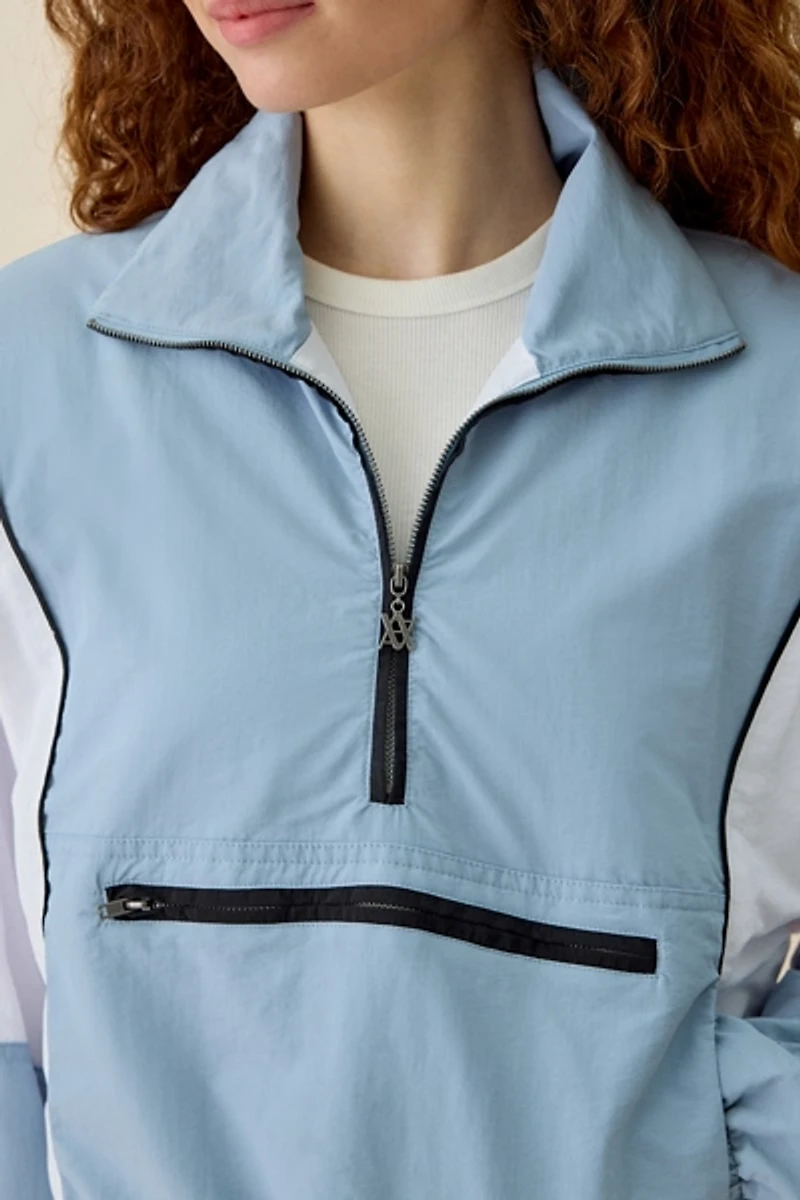 AFRM Virgo Colorblock Cropped Half-Zip Windbreaker