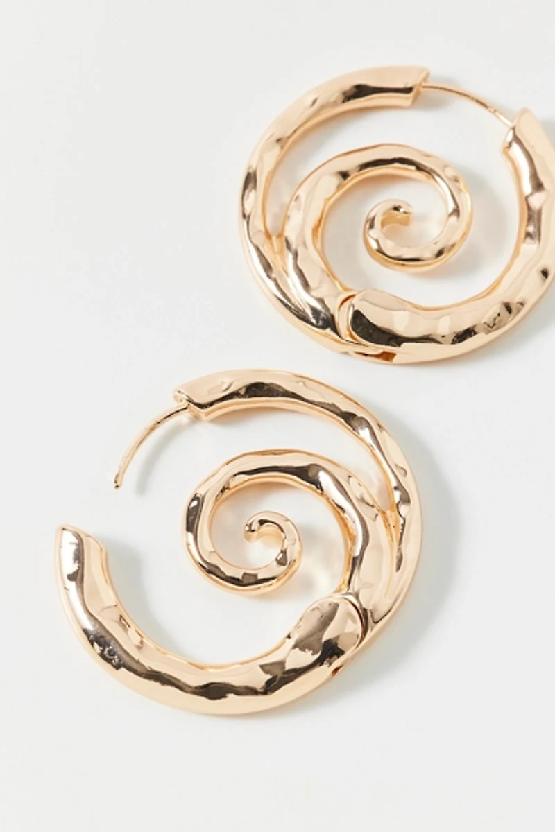 Samantha Hammered Swirl Hoop Earrings