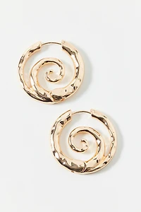 Samantha Hammered Swirl Hoop Earrings