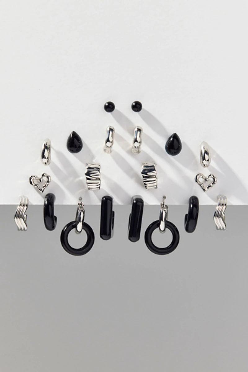 Haley Black Heart Multi Earrings Set