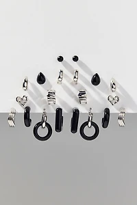 Haley Black Heart Multi Earrings Set