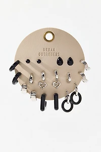 Haley Black Heart Multi Earrings Set