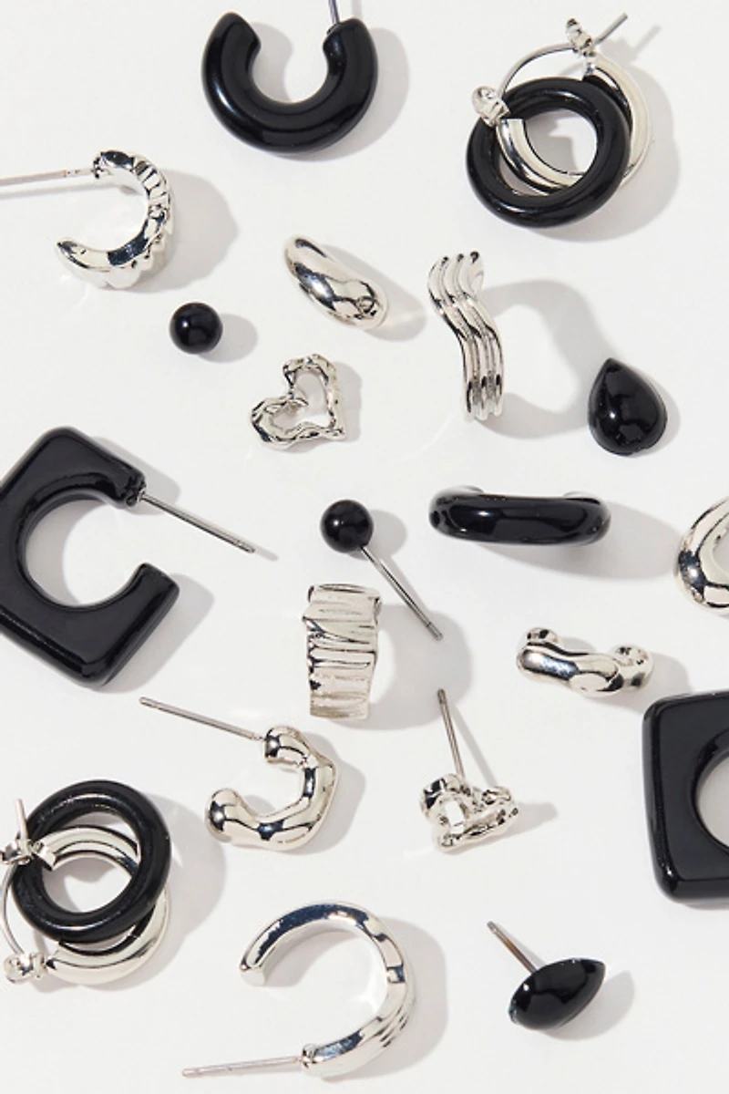 Haley Black Heart Multi Earrings Set