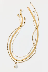 Hannah Pearl Pendant Waterproof Layering Necklaces Set