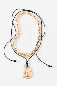 Lock And Key Corded Layering Necklaces Set