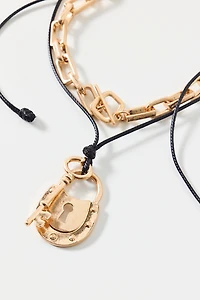 Lock And Key Corded Layering Necklaces Set