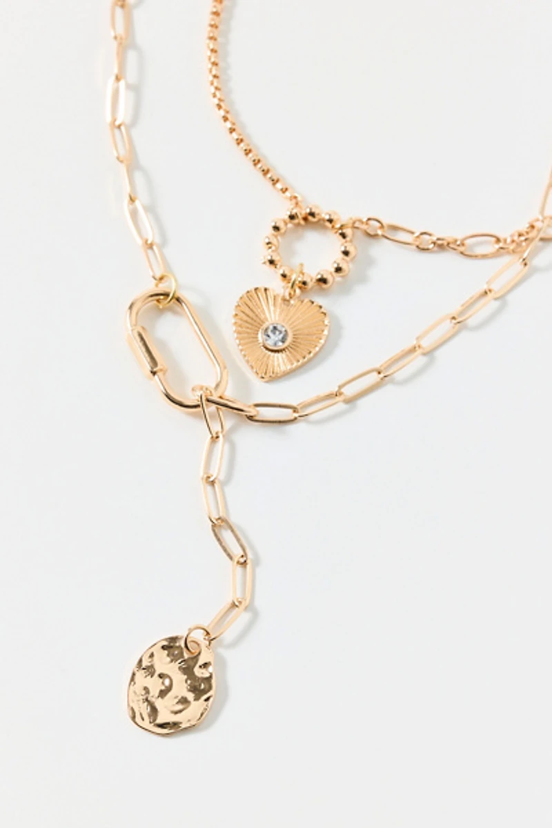 Faith Pendant Lariat Layering Necklaces Set