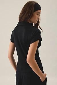 Kimchi Blue Dakota Pointelle Knit Short Sleeve Polo Top