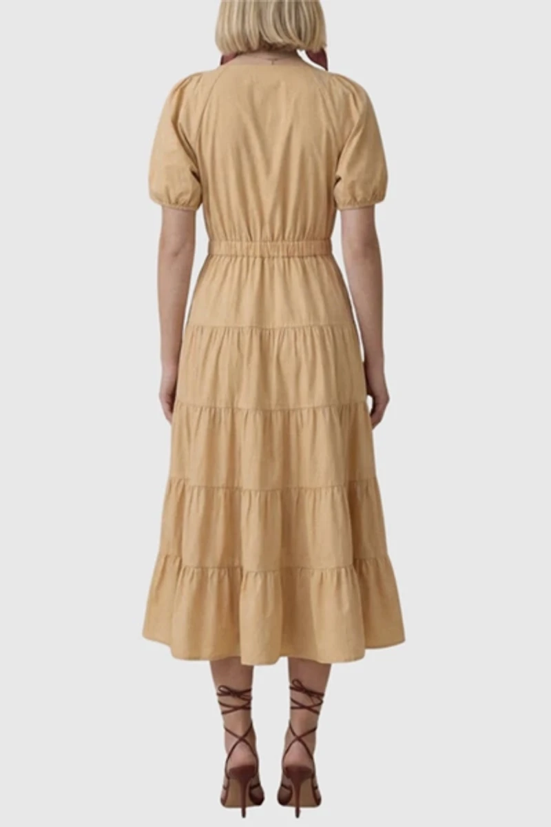 Modenaire Tiered Flowing A-Line Midi Dress