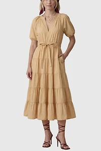 Modenaire Tiered Flowing A-Line Midi Dress