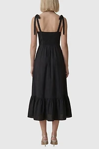 Modenaire Sweetheart Neck Tie Straps Maxi Dress