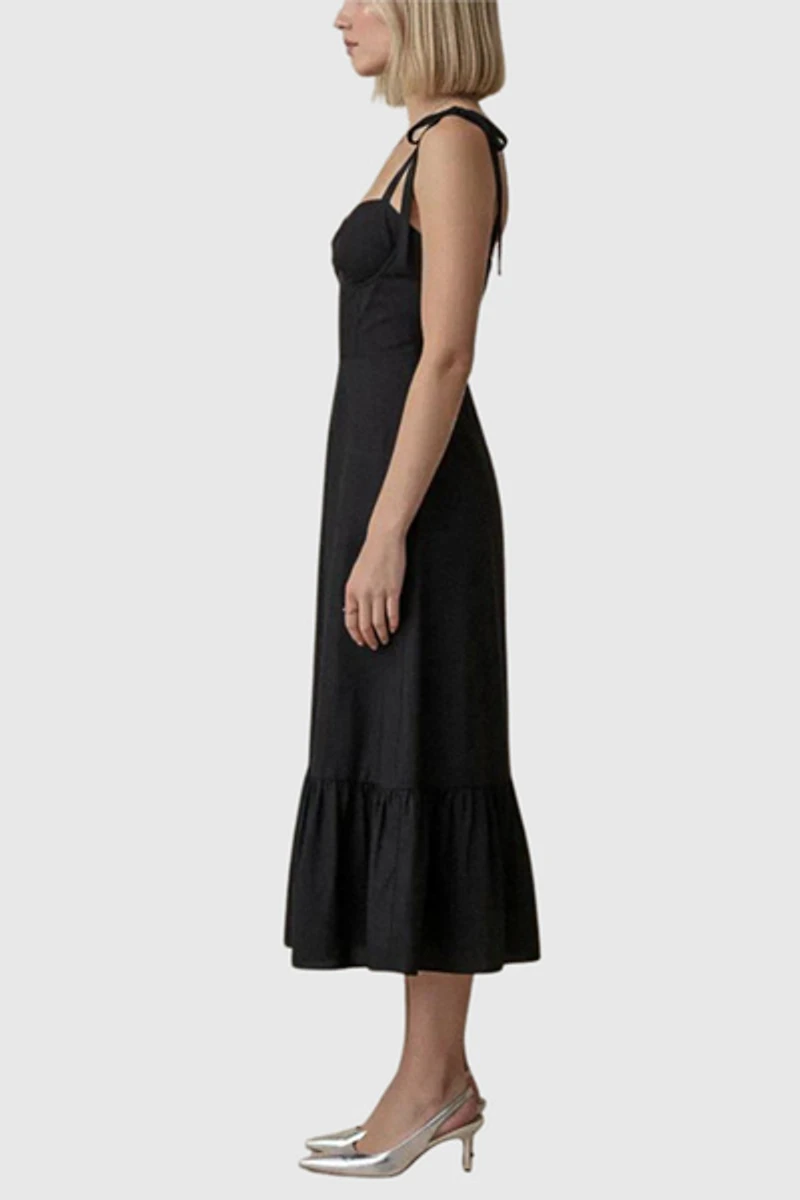 Modenaire Sweetheart Neck Tie Straps Maxi Dress