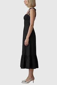 Modenaire Sweetheart Neck Tie Straps Maxi Dress