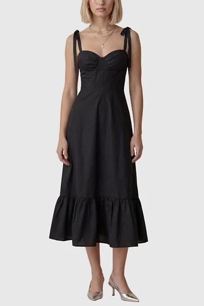 Modenaire Sweetheart Neck Tie Straps Maxi Dress