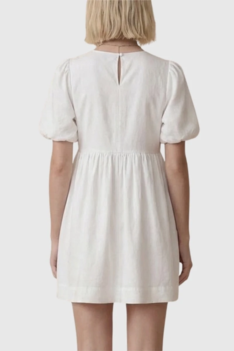 Modenaire Puff Sleeve Keyhole Front Mini Dress