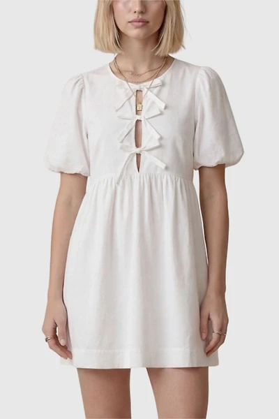 Modenaire Puff Sleeve Keyhole Front Mini Dress